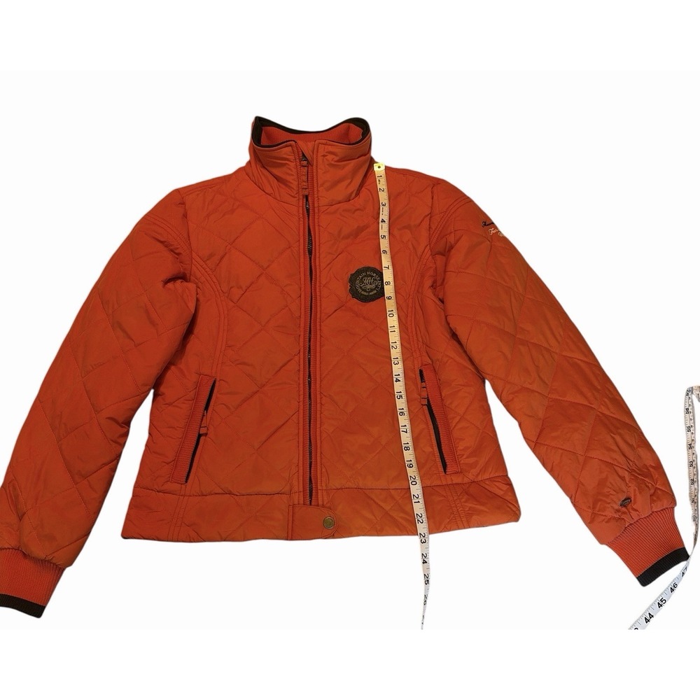 Mountain Horse Liberty Riding Jacket Orange Quilted puffer Zip Snap Women's XL